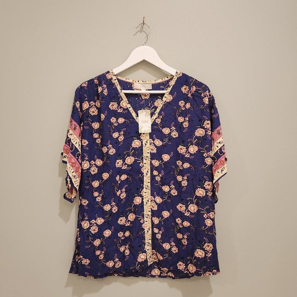 Weekend Floral Blouse Boho Cottagecore Feminine Romantic NWT - Size L